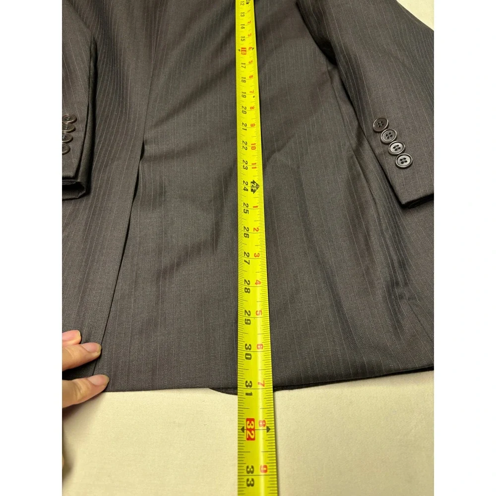 Jos A Bank Signature Gold Mens 43R W36 L32 Suit Set Charcoal Pinstripe 100% Wool